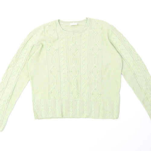 Country Casuals Womens Green Round Neck Acrylic Pullover Jumper Size M