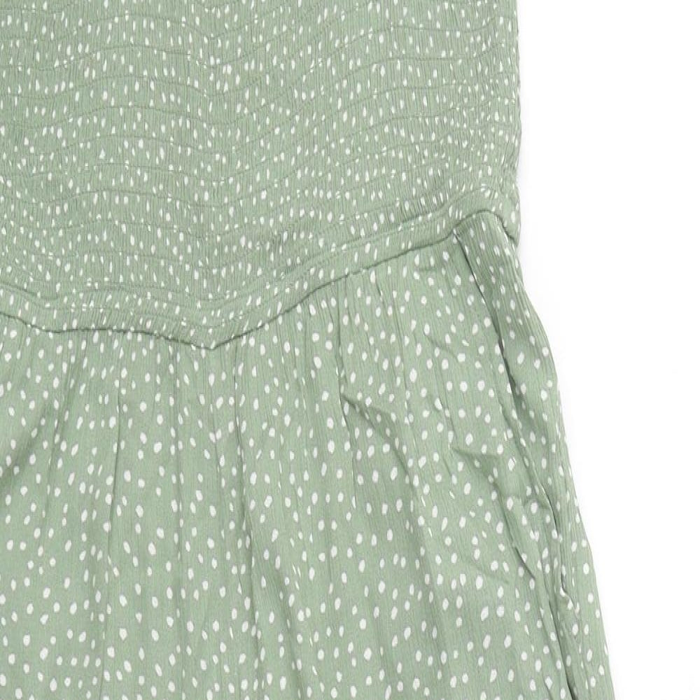 Peacocks Womens Green Polka Dot Viscose Jumpsuit One-Piece Size 12 Pullover
