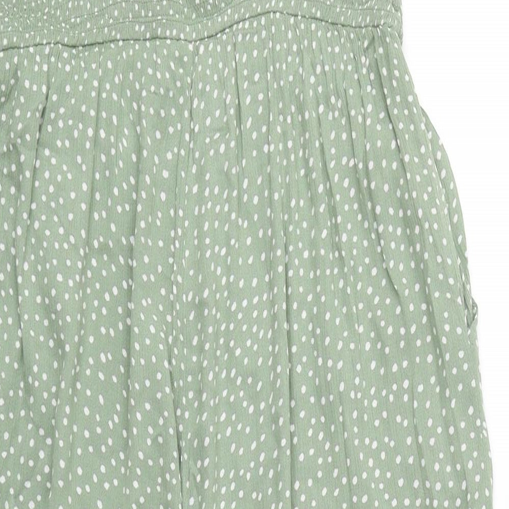 Peacocks Womens Green Polka Dot Viscose Jumpsuit One-Piece Size 12 Pullover