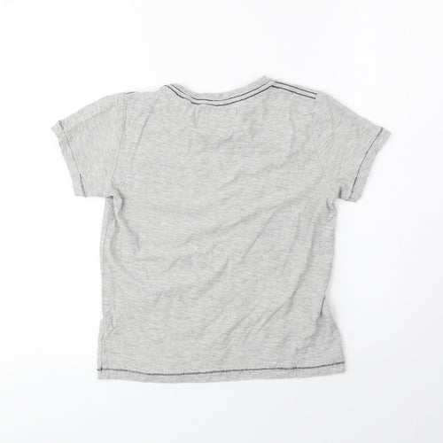 NEXT Boys Grey Cotton Basic T-Shirt Size 7 Years Round Neck Pullover