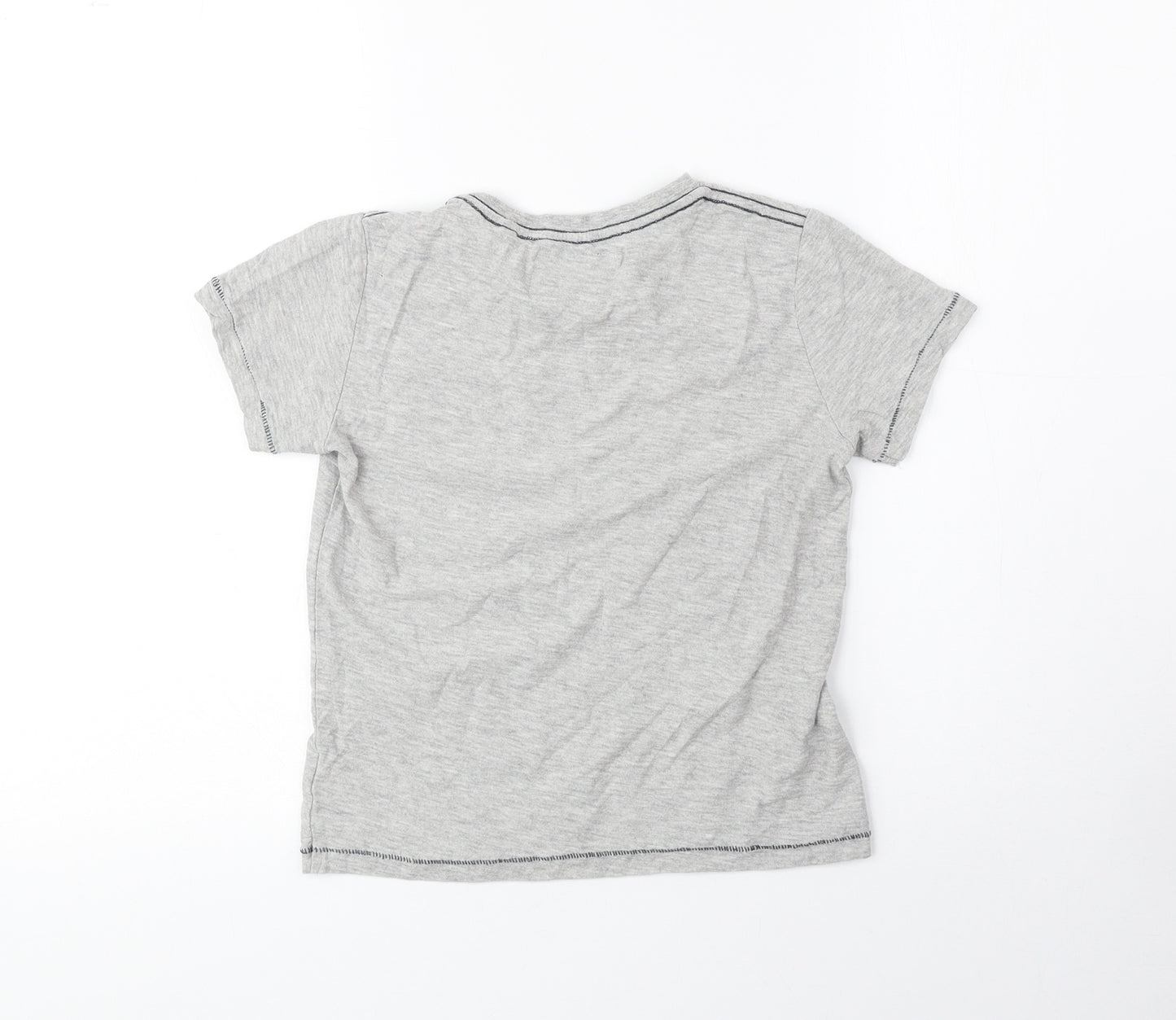 NEXT Boys Grey Cotton Basic T-Shirt Size 7 Years Round Neck Pullover