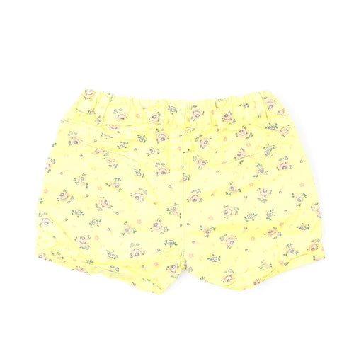Max Girls Yellow Floral 100% Cotton Cropped Jeans Size 18-24 Months Button