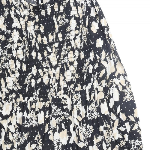H&M Womens Black Geometric Polyester A-Line Size L Round Neck Pullover