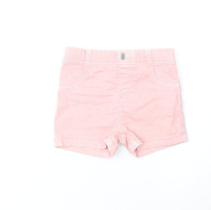 Marks and Spencer Girls Pink Cotton Cropped Jeans Size 9-12 Months Button