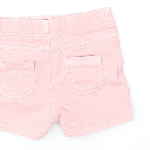 Marks and Spencer Girls Pink Cotton Cropped Jeans Size 9-12 Months Button
