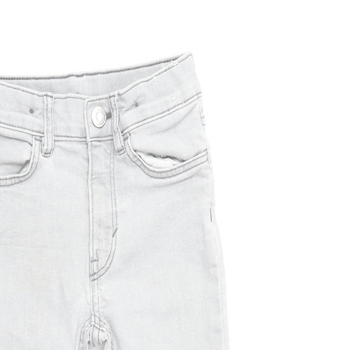 Preworn Girls Grey Cotton Skinny Jeans Size 3-4 Years Regular Zip