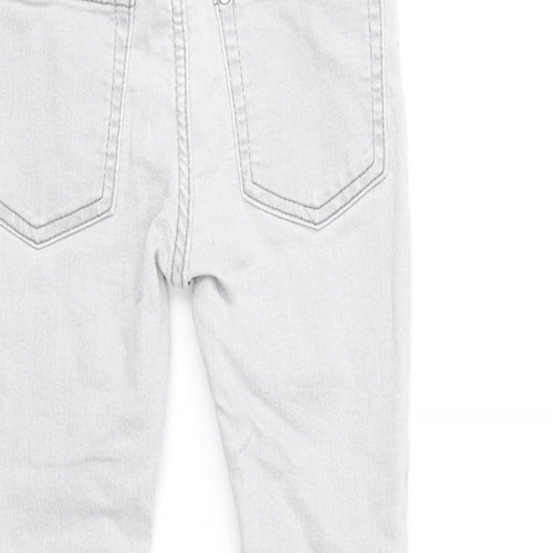 Preworn Girls Grey Cotton Skinny Jeans Size 3-4 Years Regular Zip