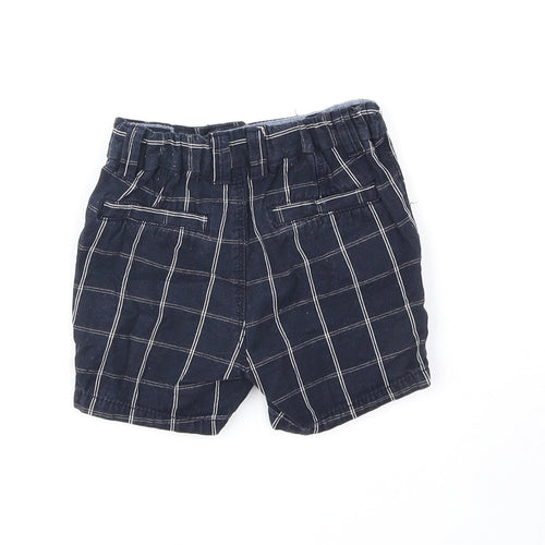 NEXT Girls Blue Striped 100% Cotton Cropped Trousers Size 12-18 Months Button