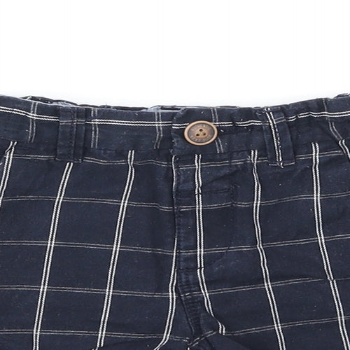 NEXT Girls Blue Striped 100% Cotton Cropped Trousers Size 12-18 Months Button