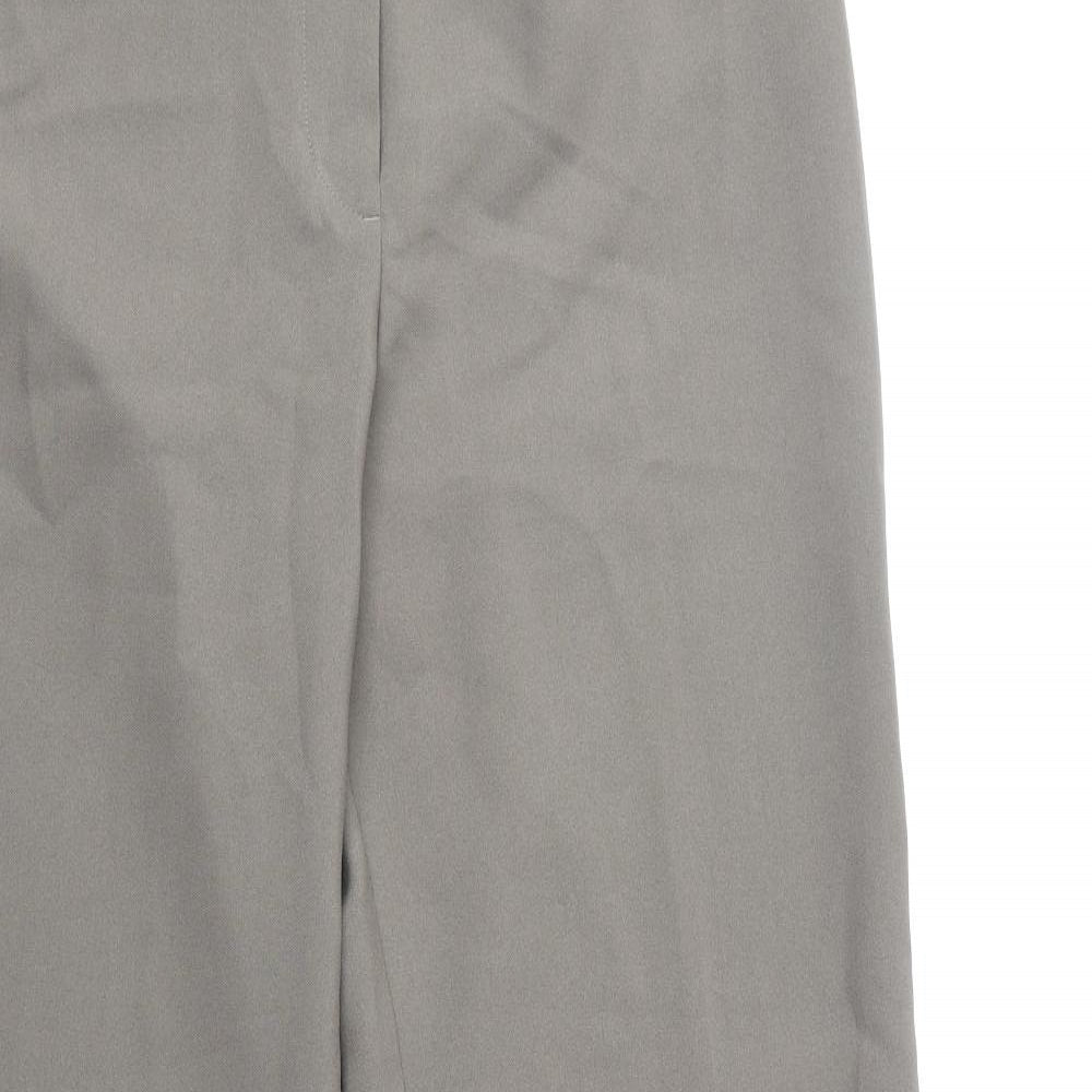 Marks and Spencer Womens Brown Polyester Trousers Size 14 Regular Zip - Long Length