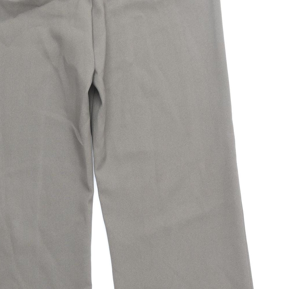 Marks and Spencer Womens Brown Polyester Trousers Size 14 Regular Zip - Long Length