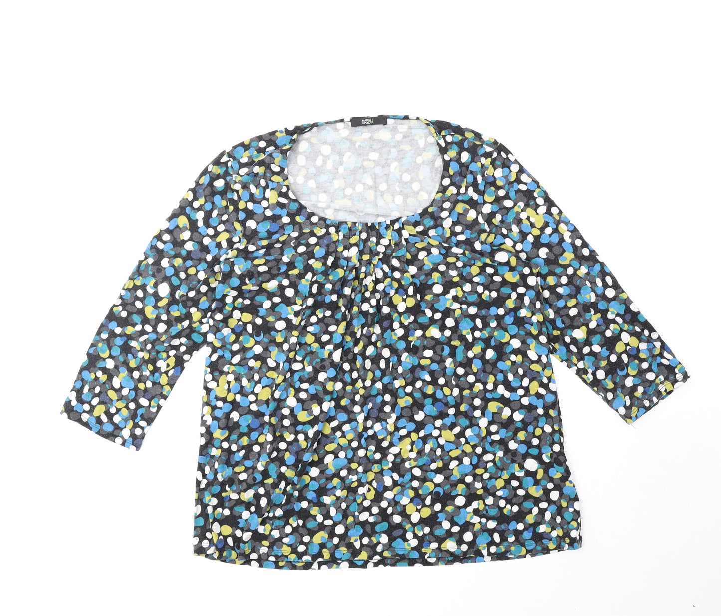Marks and Spencer Womens Multicoloured Geometric Viscose Basic T-Shirt Size 16 Round Neck