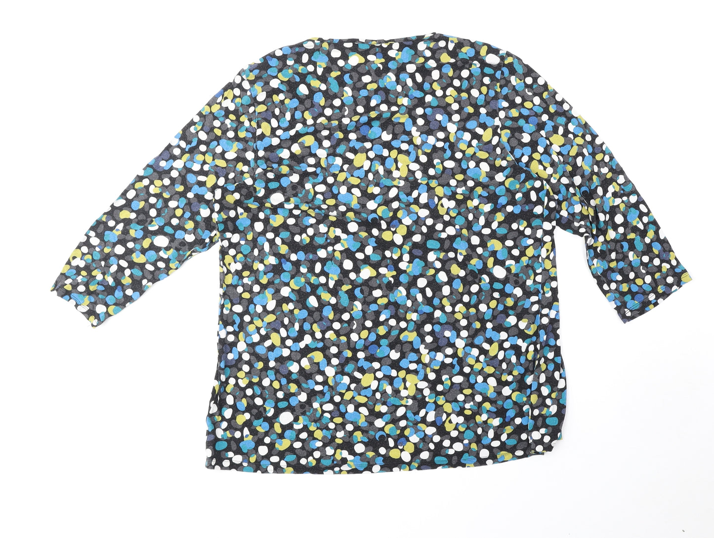 Marks and Spencer Womens Multicoloured Geometric Viscose Basic T-Shirt Size 16 Round Neck