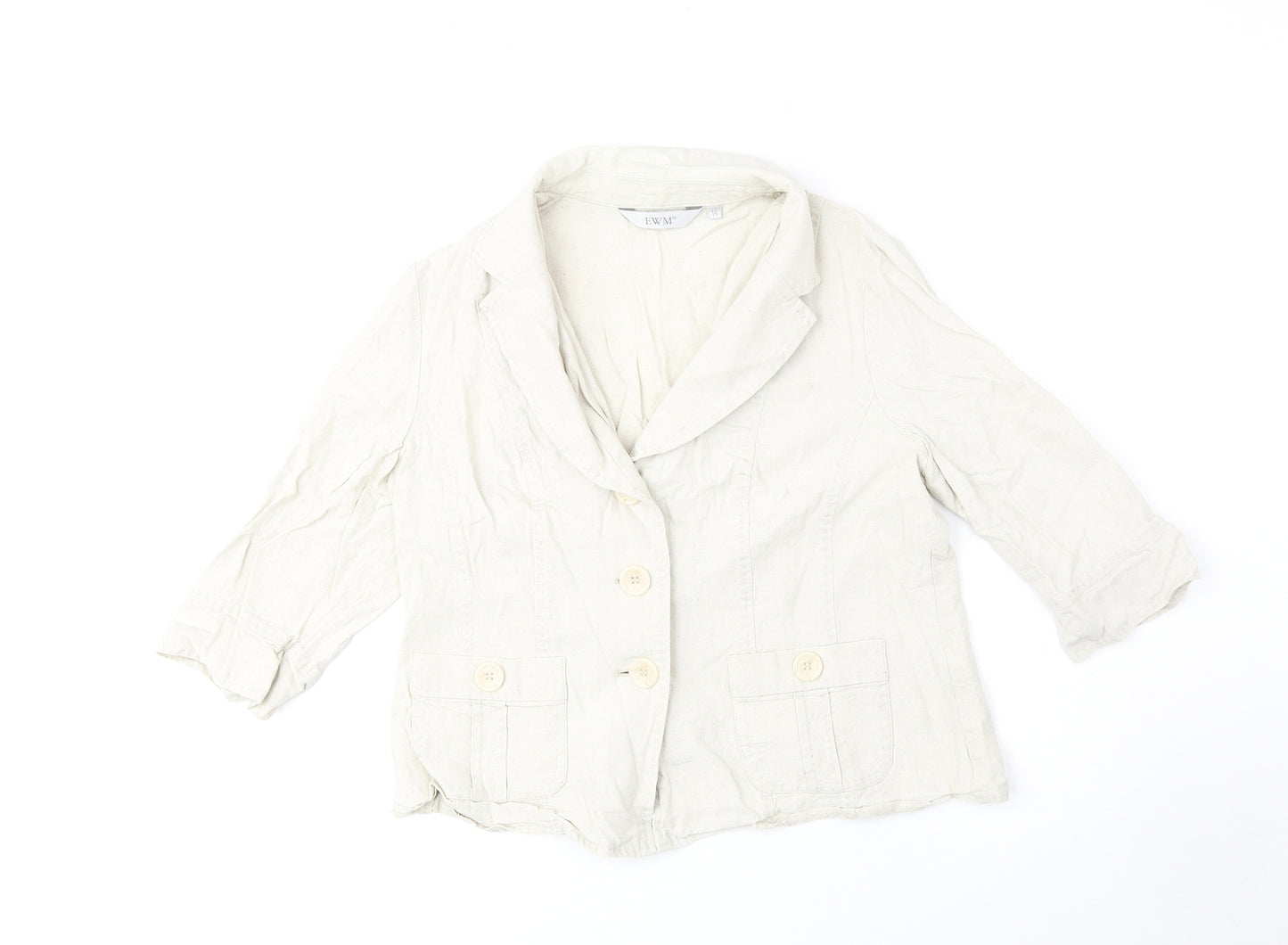 EWM Womens Beige Jacket Size 14 Button