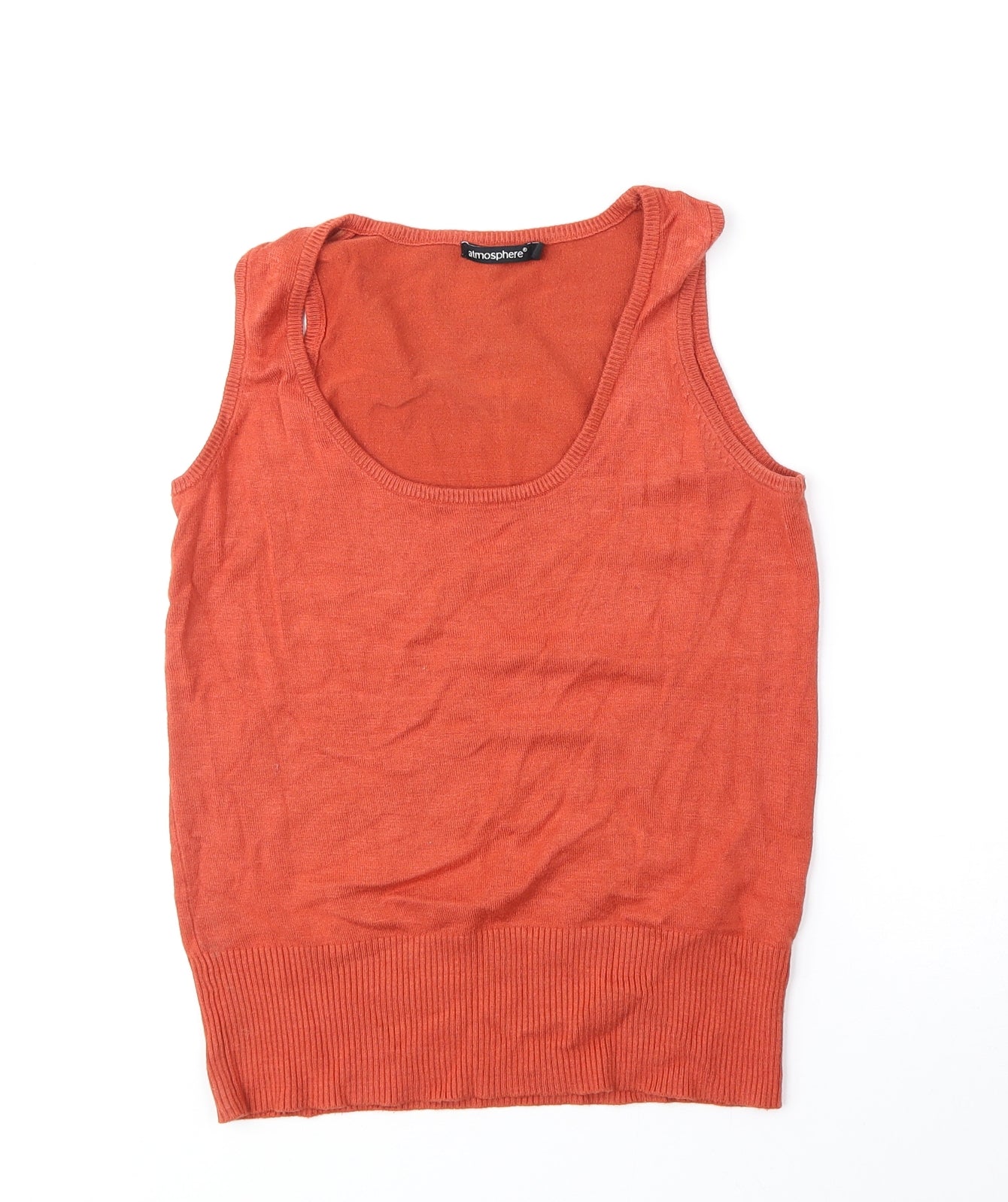 Atmosphere Womens Orange Viscose Basic Tank Size 8 Scoop Neck