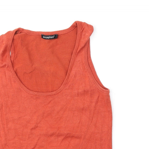 Atmosphere Womens Orange Viscose Basic Tank Size 8 Scoop Neck