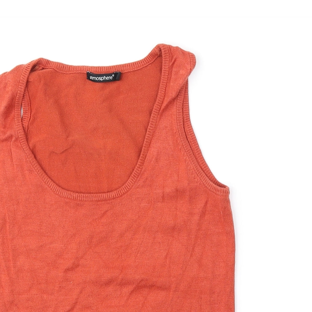 Atmosphere Womens Orange Viscose Basic Tank Size 8 Scoop Neck