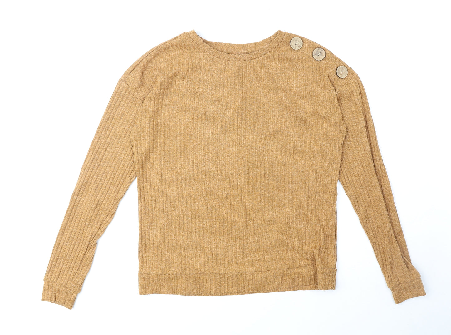 Papaya Womens Beige Round Neck Acrylic Pullover Jumper Size 10
