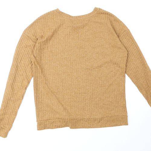 Papaya Womens Beige Round Neck Acrylic Pullover Jumper Size 10
