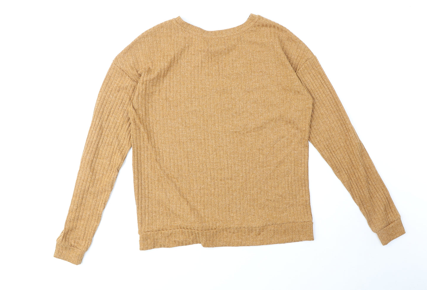 Papaya Womens Beige Round Neck Acrylic Pullover Jumper Size 10