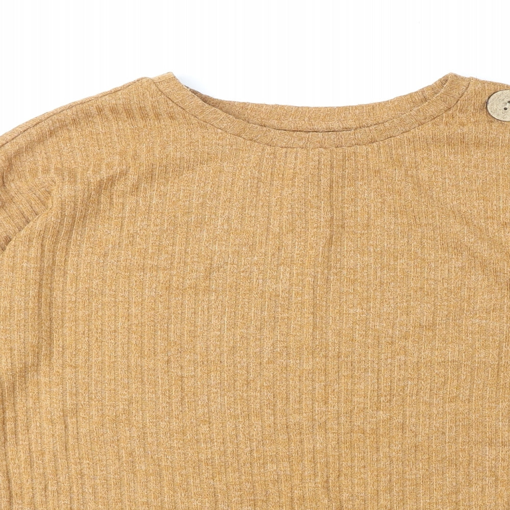 Papaya Womens Beige Round Neck Acrylic Pullover Jumper Size 10