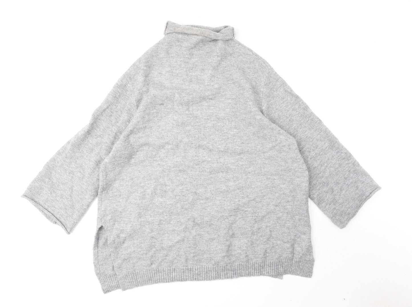 Zara Womens Grey Roll Neck Acrylic Pullover Jumper Size M