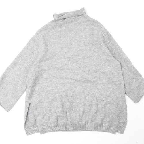 Zara Womens Grey Roll Neck Acrylic Pullover Jumper Size M
