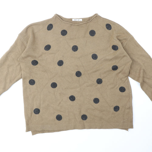 Sweet Lady Womens Brown Round Neck Polyamide Pullover Jumper Size S