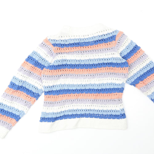 Gallery Womens Multicoloured Round Neck Striped 100% Cotton Pullover Jumper Size XS