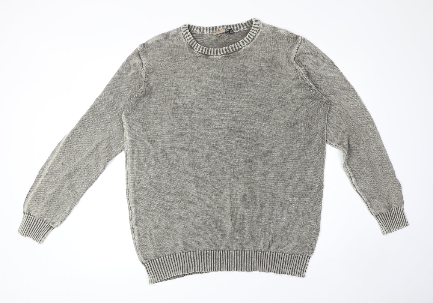 Livergy Mens Beige Round Neck Cotton Pullover Jumper Size L