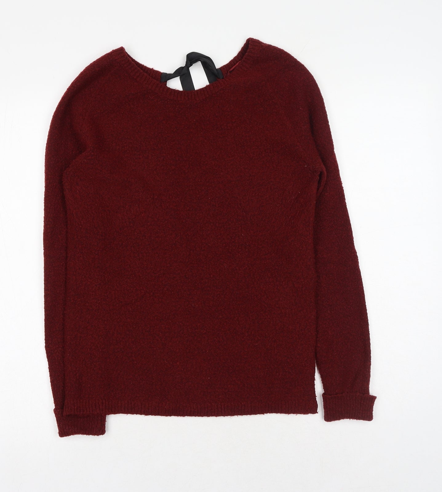 Stradivarius Womens Red Scoop Neck Acrylic Pullover Jumper Size M