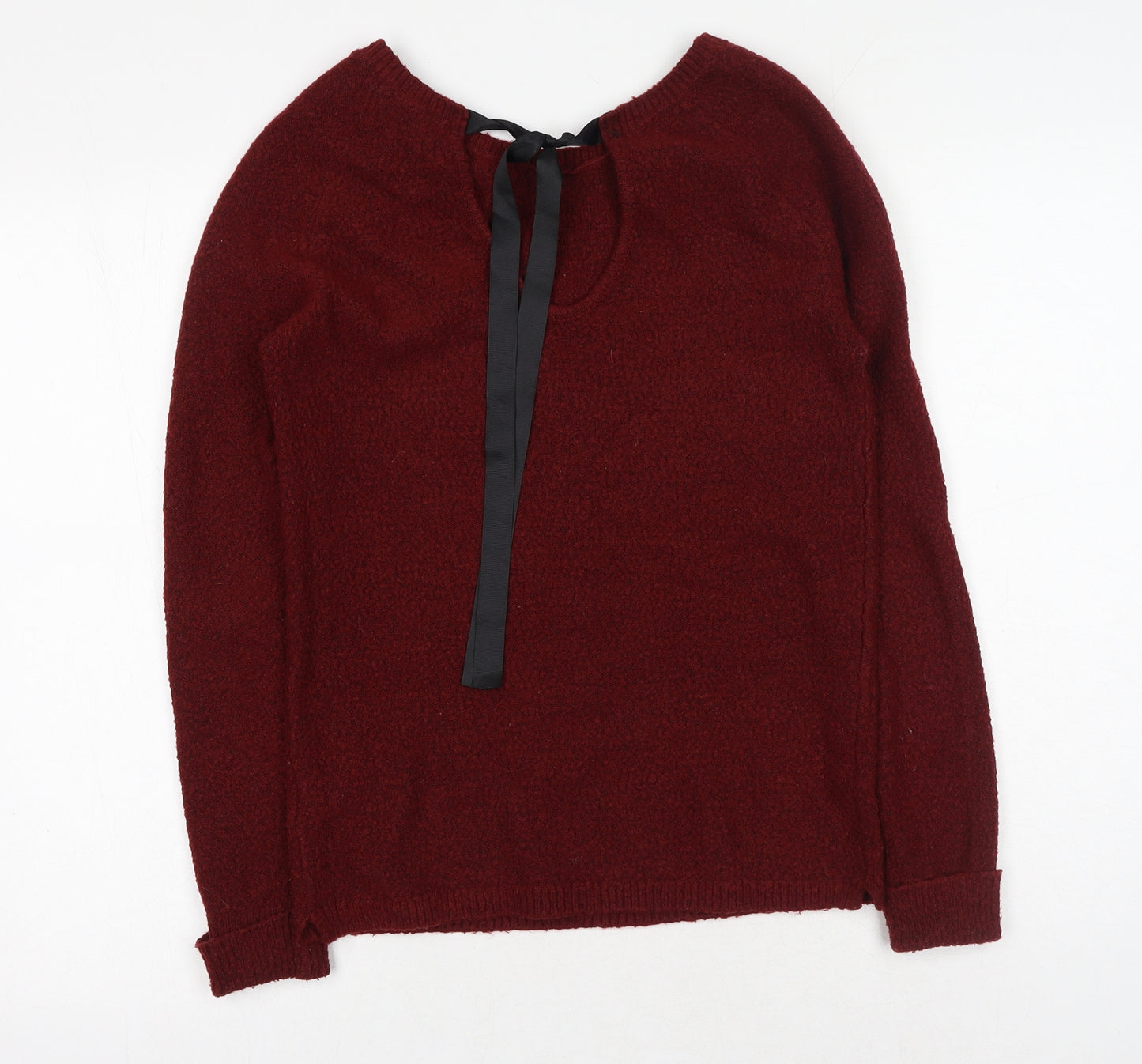 Stradivarius Womens Red Scoop Neck Acrylic Pullover Jumper Size M