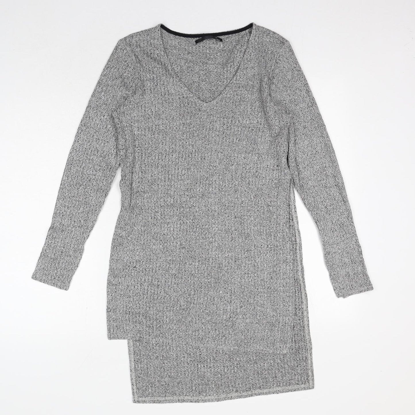 Only Womens Grey Acrylic Tunic T-Shirt Size M V-Neck