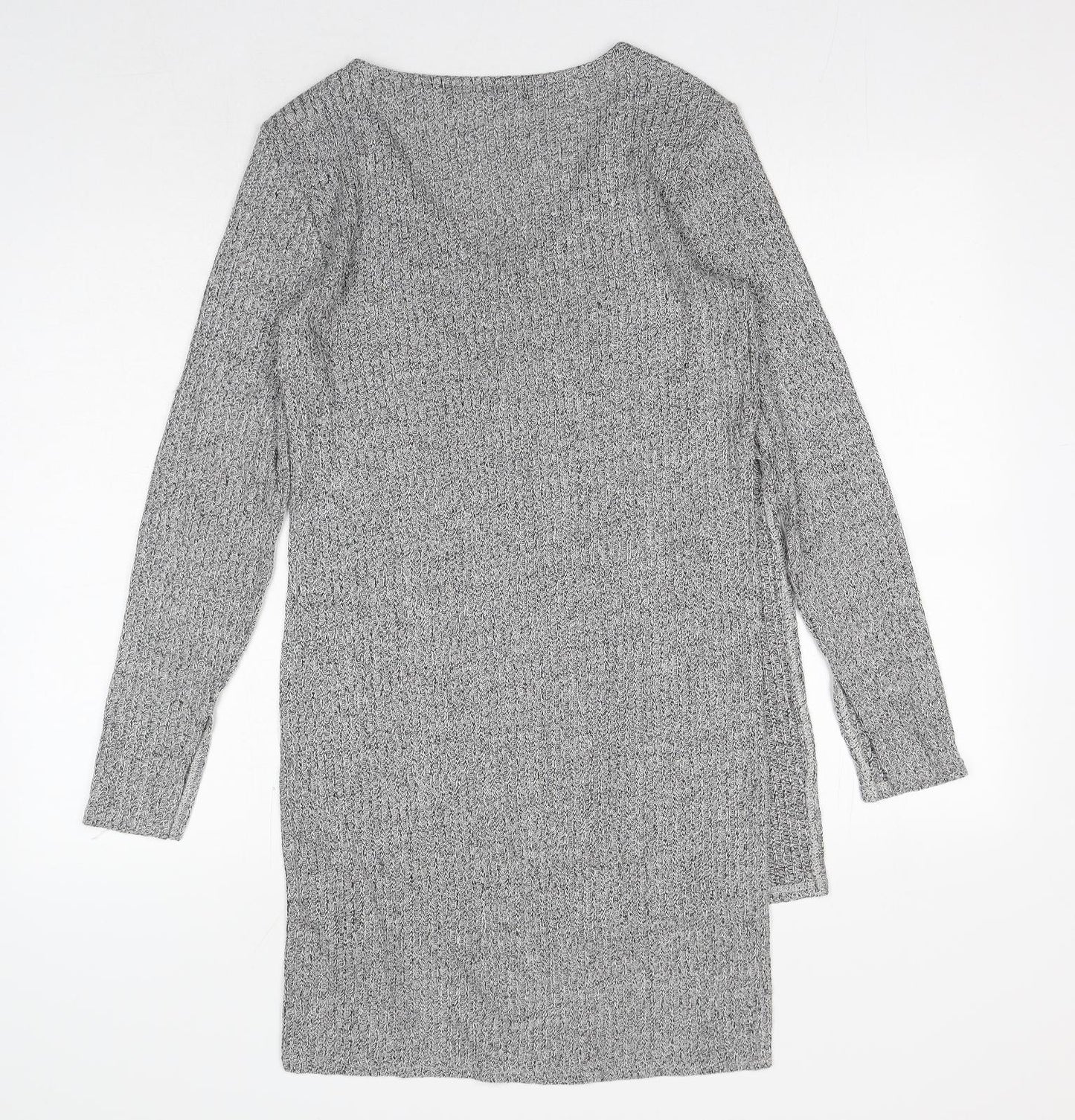 Only Womens Grey Acrylic Tunic T-Shirt Size M V-Neck