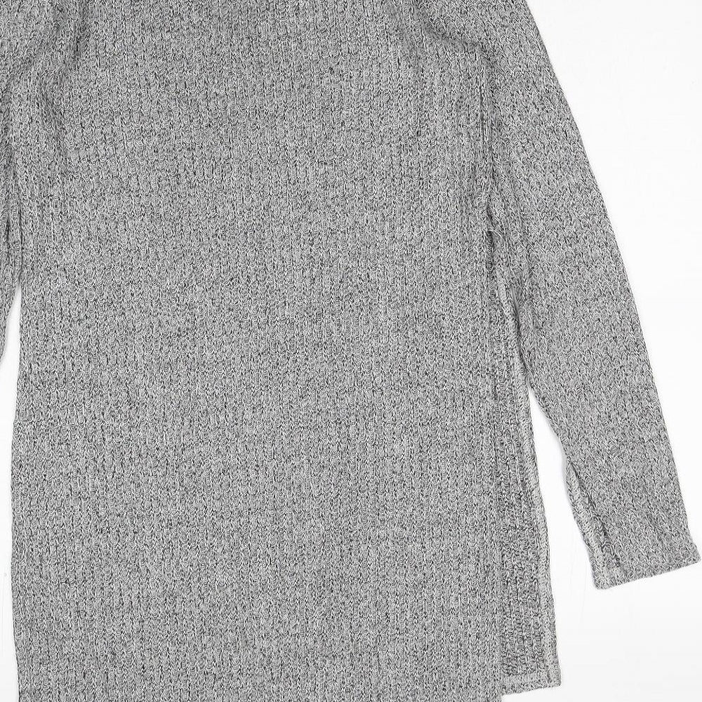 Only Womens Grey Acrylic Tunic T-Shirt Size M V-Neck