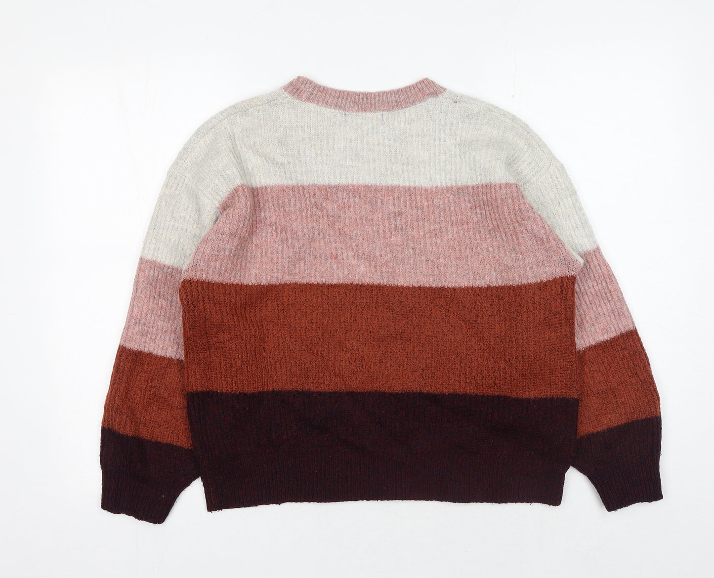 New Look Womens Multicoloured Round Neck Striped Acrylic Pullover Jumper Size S