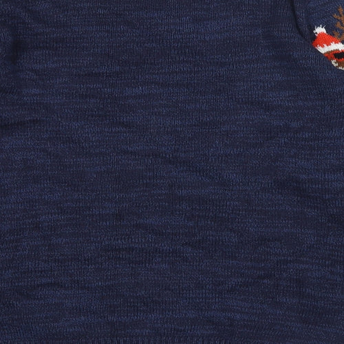 TU Boys Blue Round Neck Geometric Cotton Pullover Jumper Size 11 Years Pullover - Christmas Reindeer