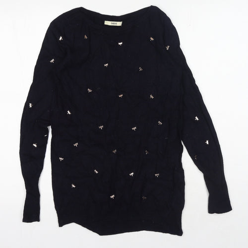 Oasis Womens Blue Round Neck Viscose Pullover Jumper Size S