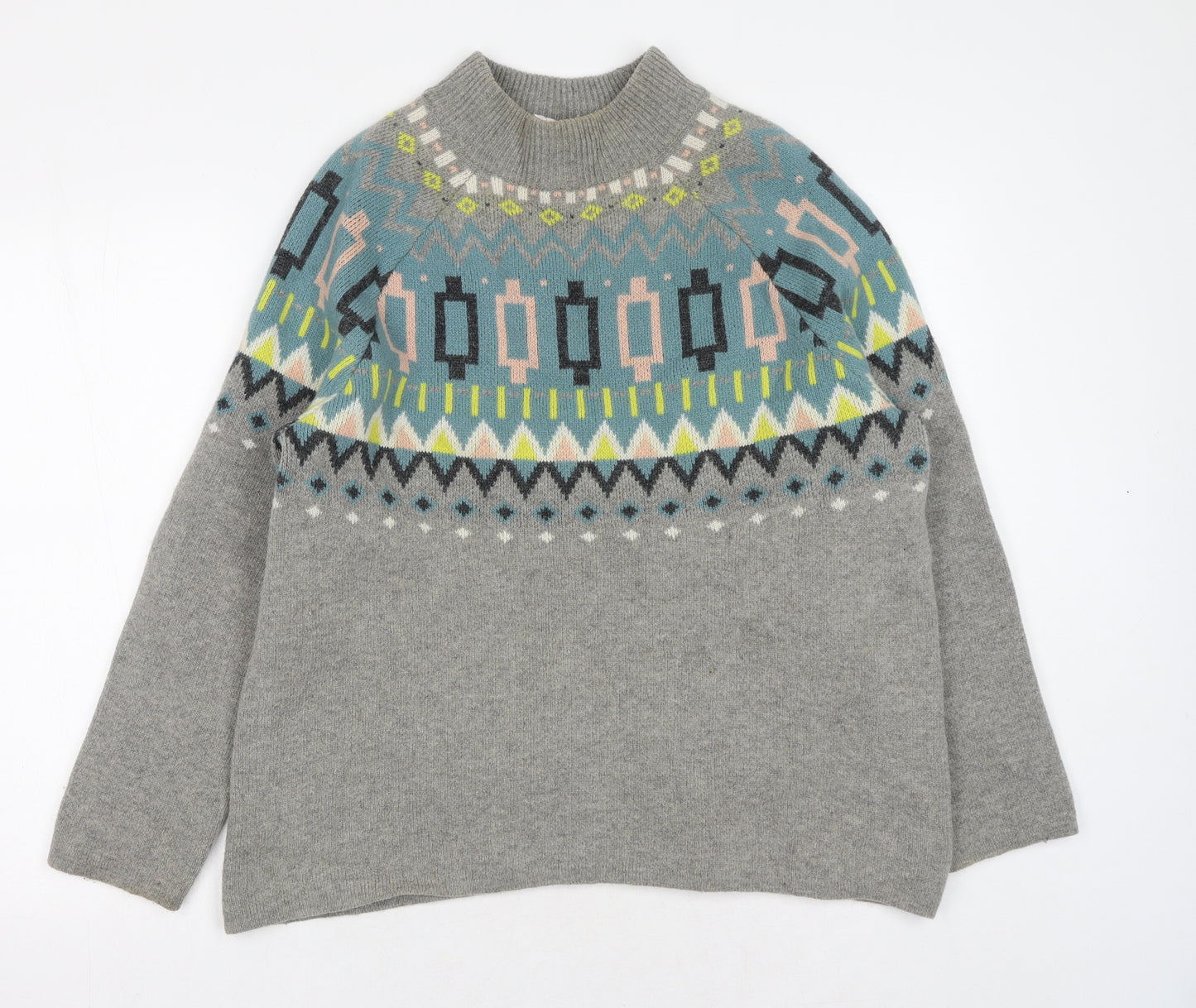 Thought Womens Grey High Neck Wool Pullover Jumper Size 14