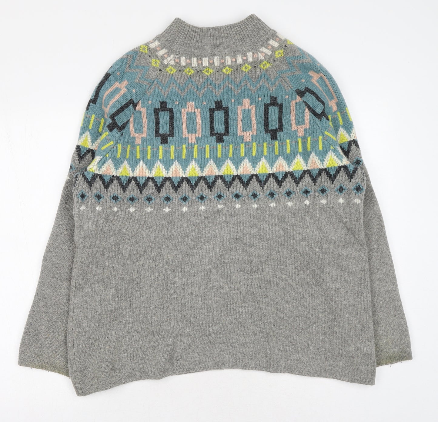 Thought Womens Grey High Neck Wool Pullover Jumper Size 14