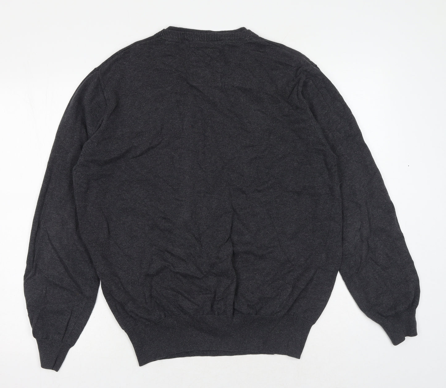 Debenhams Mens Grey V-Neck Cotton Pullover Jumper Size XL
