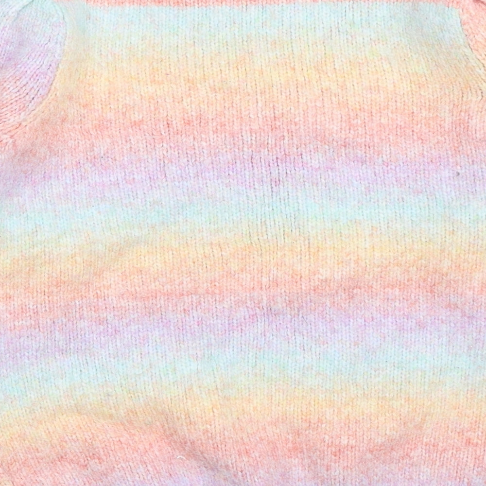 M&Co Girls Multicoloured Round Neck Striped Acrylic Pullover Jumper Size 11-12 Years Pullover