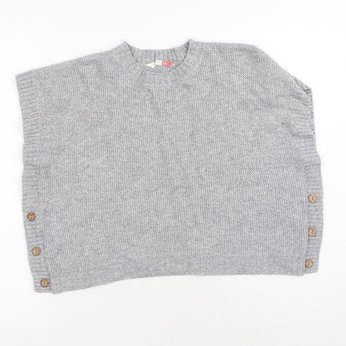 John Lewis Girls Grey Round Neck Nylon Vest Jumper Size 7-8 Years Button