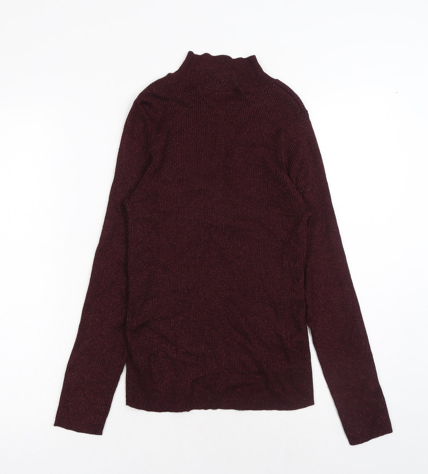F&F Womens Red High Neck Viscose Pullover Jumper Size 14