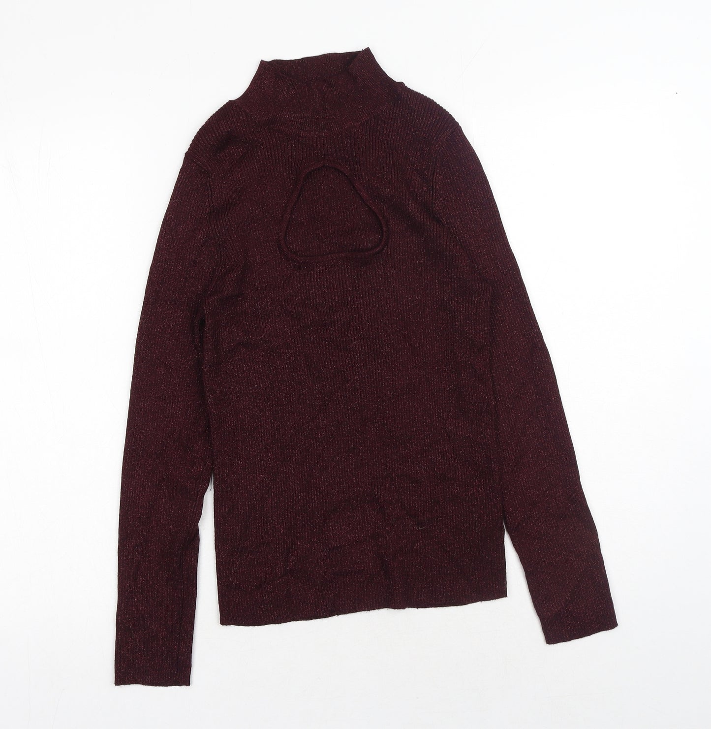 F&F Womens Red High Neck Viscose Pullover Jumper Size 14