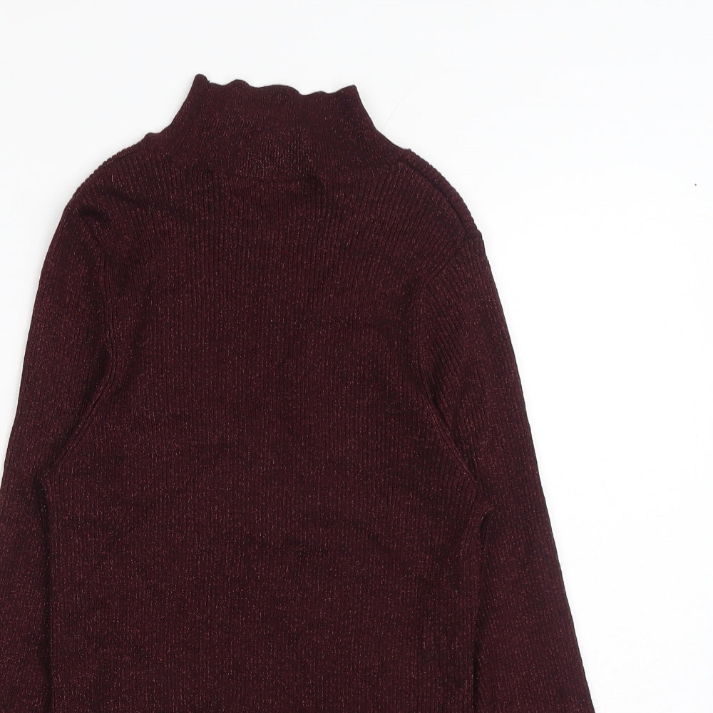 F&F Womens Red High Neck Viscose Pullover Jumper Size 14