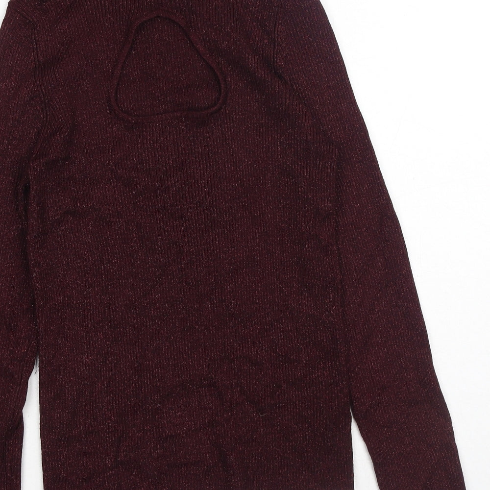 F&F Womens Red High Neck Viscose Pullover Jumper Size 14