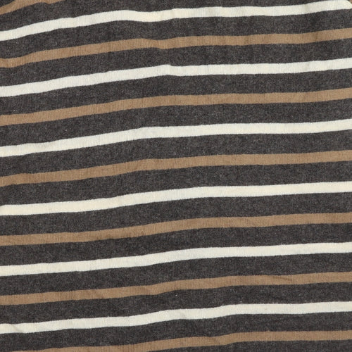 Tigi Womens Brown V-Neck Striped Acrylic Cardigan Jumper One Size