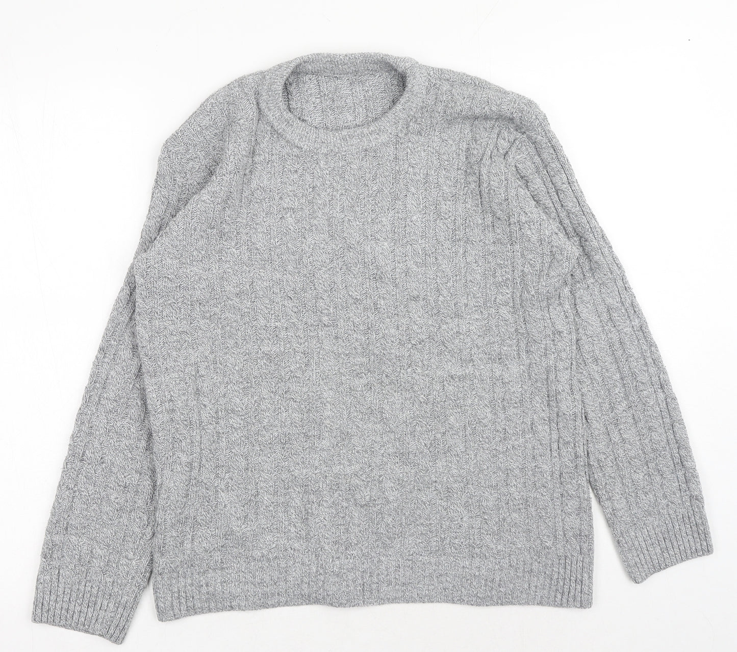 Preworn Womens Grey Round Neck Acrylic Pullover Jumper Size S