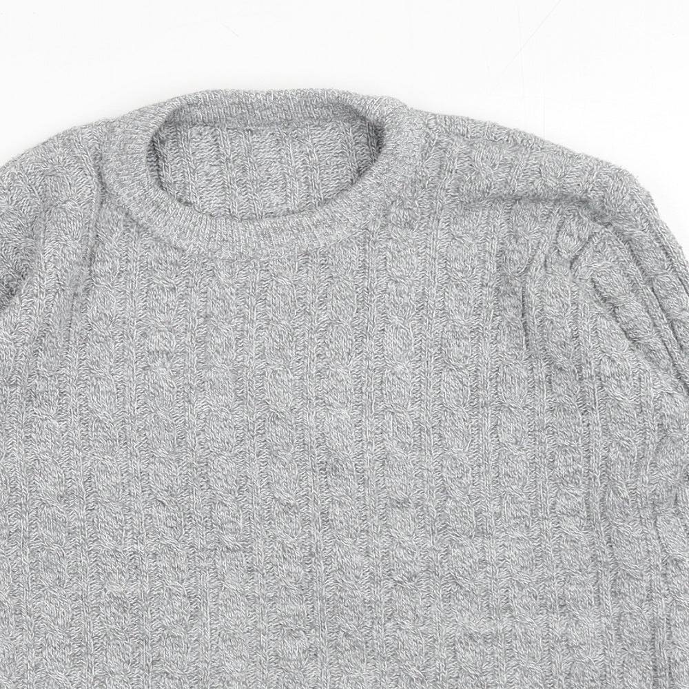Preworn Womens Grey Round Neck Acrylic Pullover Jumper Size S